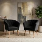 Kit 2 Poltronas Estofada para Sala de Estar Moderna Tecido Veludo Elegante Pés de Madeira Resistente