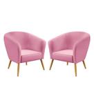 Kit 2 Poltronas Estofadas Vênus Sued Rosê Aradecor