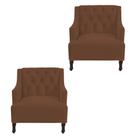 Kit 2 poltronas genesis suede marrom