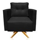Kit 2 Poltronas Giratória Livia material sintético Base De Madeira Ma30 Cor Preto