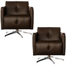 Kit 2 Poltronas Giratória para Sala de Estar Astana Couro Capucino G40 - Gran Belo