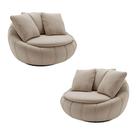 Kit 2 Poltronas Giratória Sala de Estar com Almofadas Afrodite Bege Veludo G45 - Gran Belo Kit 2 Poltronas Giratória Sala de Estar com Almofadas Afrodite Bege Veludo G45 - Gran Belo