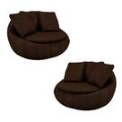 Kit 2 Poltronas Giratória Sala de Estar com Almofadas Afrodite Marrom Manchado PU G45 - Gran Belo Kit 2 Poltronas Giratória Sala de Estar com Almofadas Afrodite Marrom Manchado PU G45 - Gran Belo