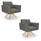 Kit 2 Poltronas Giratória Viena Gomada Suede Base de Madeira MA30 Kit 2 Poltronas Giratória Viena Gomada Suede Base de Madeira MA30