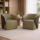 Kit 2 Poltronas Giratórias Castiel 74cm Sala de Estar Couro Capuccino G34 - Gran Belo