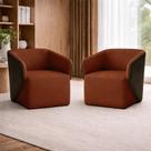 Kit 2 Poltronas Giratórias Castiel 74cm Sala de Estar Couro Conhaque G34 - Gran Belo Kit 2 Poltronas Giratórias Castiel 74cm Sala de Estar Couro Conhaque G34 - Gran Belo