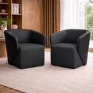 Kit 2 Poltronas Giratórias Castiel 74cm Sala de Estar Couro Preto G34 - Gran Belo