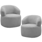 Kit 2 Poltronas Giratórias Sala de Estar Living Orgânico Carmen F04 Bouclê Cinza - Lyam Decor