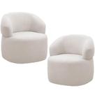 Kit 2 Poltronas Giratórias Sala De Estar Living Orgânico Carmen F04 Bouclê Cru - Lyam Decor