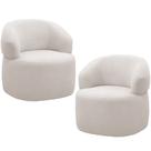 Kit 2 Poltronas Giratórias Sala de Estar Living Orgânico Carmen F04 Bouclê Off White - Lyam Decor