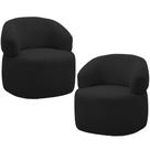 Kit 2 Poltronas Giratórias Sala de Estar Living Orgânico Carmen F04 Veludo Preto - Lyam Decor