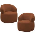Kit 2 Poltronas Giratórias Sala De Estar Living Orgânico Carmen F04 Veludo Telha - Lyam Decor