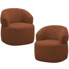 Kit 2 Poltronas Giratórias Sala de Estar Living Orgânico Carmen F04 Veludo Telha - Lyam Decor