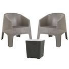 Kit 2 Poltronas Ibiza Interior Exterior Jardim Piscina Com Mesa Capri Rattan Cor Cinza Garden Life