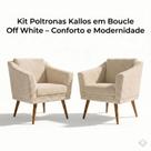 Kit 2 Poltronas Kallos Bouclé Off White Decorativas Sala Luxo