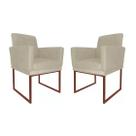 Kit 2 Poltronas Klara Para Sala Base Ferro Bronze Suede - Belliv Decor