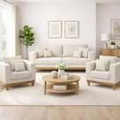 Kit 2 Poltronas Living + Sofá 2 Lugares com Base Madeira Suede Kit 2 Poltronas Living + Sofá 2 Lugares com Base Madeira Suede