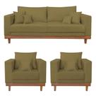 Kit 2 Poltronas Living + Sofá 3 Lugares Base Madeira Suede Capuccino Kit 2 Poltronas Living + Sofá 3 Lugares Base Madeira Suede Capuccino