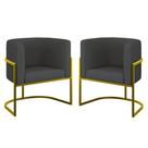 Kit 2 Poltronas Lua Sala Decorativa material sintético Cinza Balaqui Decor Kit 2 Poltronas Lua Sala Decorativa material sintético Cinza Balaqui Decor