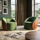 Kit 2 Poltronas Lua Sala Orgânica material sintético e Veludo Verde Dmov