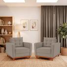 Kit 2 Poltronas Luxo Sala de Estar Suede Samuel
