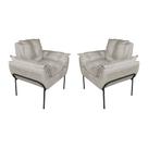 Kit 2 Poltronas Luxo Suede Bege Base de Ferro Preta - Belliv Decor Kit 2 Poltronas Luxo Suede Bege Base de Ferro Preta - Belliv Decor