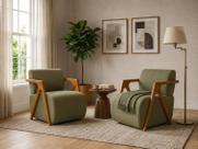 Kit 2 Poltronas Modernas em Tecido Boucle Hope Verde Oliva