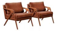 Kit - 2 Poltronas Mona Luxo Madeira Maciça material sintético Caramelo
