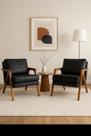 Kit 2 Poltronas Mona Luxo Madeira Maciça material sintético Preto para Sala de Estar Decorativa Moderna Kit 2 Poltronas Mona Luxo Madeira Maciça material sintético Preto para Sala de Estar Decorativa Moderna