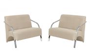Kit 2 Poltronas Namoradeira 2 Lugares Vênus Braço Alumínio D Salla Suede