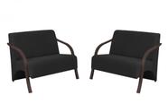 Kit 2 Poltronas Namoradeira 2 Lugares Vênus D Salla Suede Braço Madeira