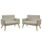Kit 2 Poltronas Namoradeira Decorativas Vega com Rodapé Bege Aradecor Kit 2 Poltronas Namoradeira Decorativas Vega com Rodapé Bege Aradecor