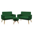 Kit 2 Poltronas Namoradeira Para Sala de Estar Nina Rodapé e Capitonê com Puff Solar Sued Verde Aradecor Kit 2 Poltronas Namoradeira Para Sala de Estar Nina Rodapé e Capitonê com Puff Solar Sued Verde Aradecor