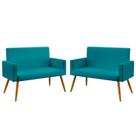 Kit 2 Poltronas Namoradeira Para Sala de Estar Nina Sued Azul Turquesa Aradecor