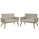Kit 2 Poltronas Namoradeira Vega Couro Bege Aradecor Kit 2 Poltronas Namoradeira Vega Couro Bege Aradecor