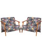 Kit 2 Poltronas Namoradeira Venus Braço Madeira Maciça Estampada Unidecor