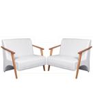 Kit 2 Poltronas Namoradeira Venus Braço Madeira Maciça Tecido Sintético Unidecor Branco