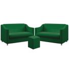 Kit 2 Poltronas Namoradeiras Alya com Puff Izar Sued Verde Aradecor Kit 2 Poltronas Namoradeiras Alya com Puff Izar Sued Verde Aradecor