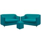Kit 2 Poltronas Namoradeiras Alya com Puff Izar Suede Azul Turquesa Aradecor Kit 2 Poltronas Namoradeiras Alya com Puff Izar Suede Azul Turquesa Aradecor