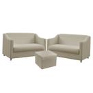 Kit 2 Poltronas Namoradeiras Alya com Puff Quasar Couro Bege Aradecor