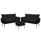 Kit 2 Poltronas Namoradeiras Beta e Puff Lunar Sued Preto Aradecor Kit 2 Poltronas Namoradeiras Beta e Puff Lunar Sued Preto Aradecor