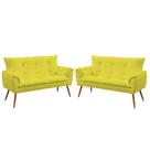 Kit 2 Poltronas Namoradeiras Beta Sued Amarelo Aradecor