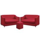 Kit 2 Poltronas Namoradeiras Decorativas Alya e Puff Izar Suede Vermelho Aradecor Kit 2 Poltronas Namoradeiras Decorativas Alya e Puff Izar Suede Vermelho Aradecor