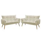 Kit 2 Poltronas Namoradeiras Decorativas Beta Suede Bege Aradecor