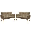 Kit 2 Poltronas Namoradeiras Decorativas Beta Suede Capuccino Aradecor