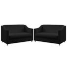 Kit 2 Poltronas Namoradeiras Decorativas Estofadas Para Sala De Estar ACouro Preto Aradecor Kit 2 Poltronas Namoradeiras Decorativas Estofadas Para Sala De Estar ACouro Preto Aradecor