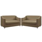 Kit 2 Poltronas Namoradeiras Decorativas Estofadas Para Sala De Estar Alya Sued Capuccino Aradecor