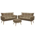 Kit 2 Poltronas Namoradeiras Decorativas Estofadas Para Sala De Estar Opala e Puff Lunar Sued Capuccino Aradecor Kit 2 Poltronas Namoradeiras Decorativas Estofadas Para Sala De Estar Opala e Puff Lunar Sued Capuccino Aradecor