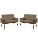 Kit 2 Poltronas Namoradeiras Decorativas Vega Suede Capuccino Aradecor