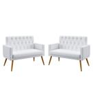 Kit 2 Poltronas Namoradeiras Estofadas Para Sala De Estar Vega Rodapé E Botões Capitonê Couro Branco Arade Kit 2 Poltronas Namoradeiras Estofadas Para Sala De Estar Vega Rodapé E Botões Capitonê Couro Branco Arade